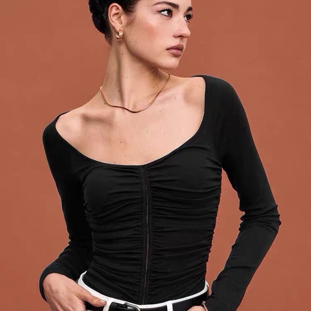 Elegant Black Long Sleeve Women's Top